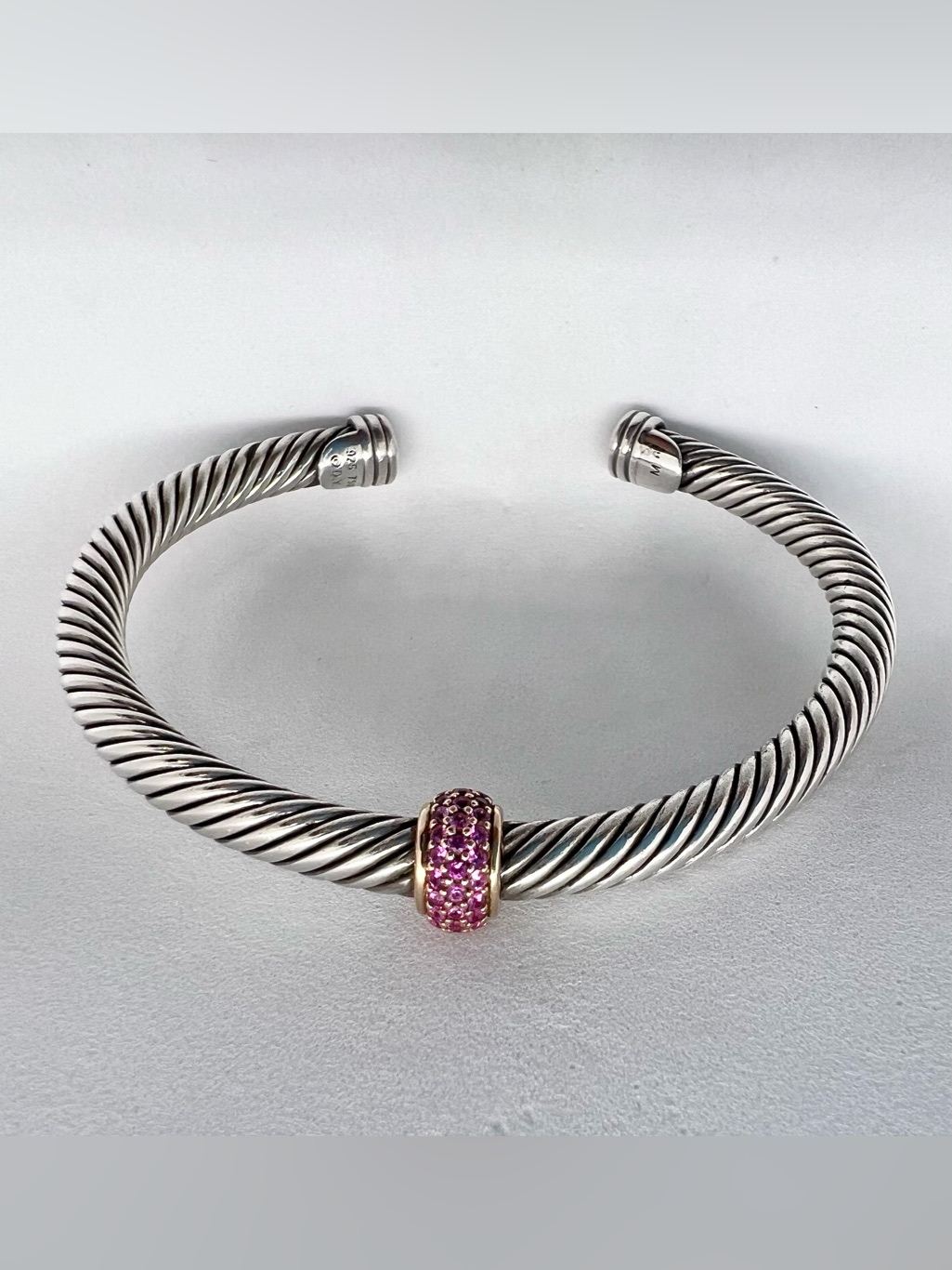 David Yurman Cable Station Bracelet With Pink Sapphire With Rose Gold